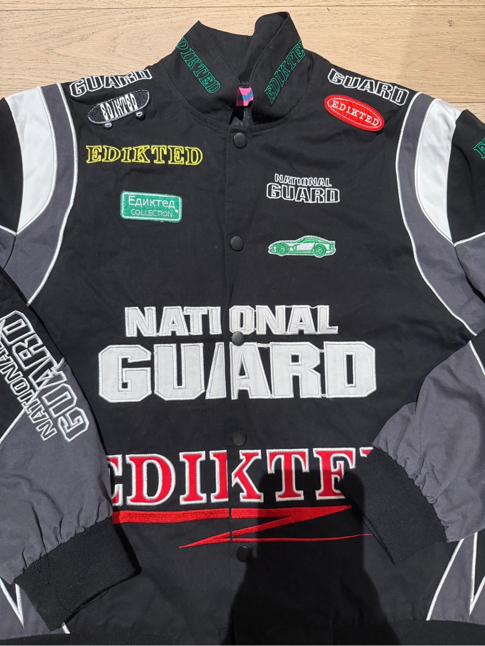 Edikted - Embroidered Black Racing Jacket - Picture 5 of 7